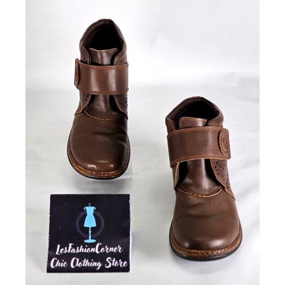 Spring Step Women's Brown Leather Souzala Cutout Strap Ankle Boots Sz 8.5 343 - Picture 2 of 16